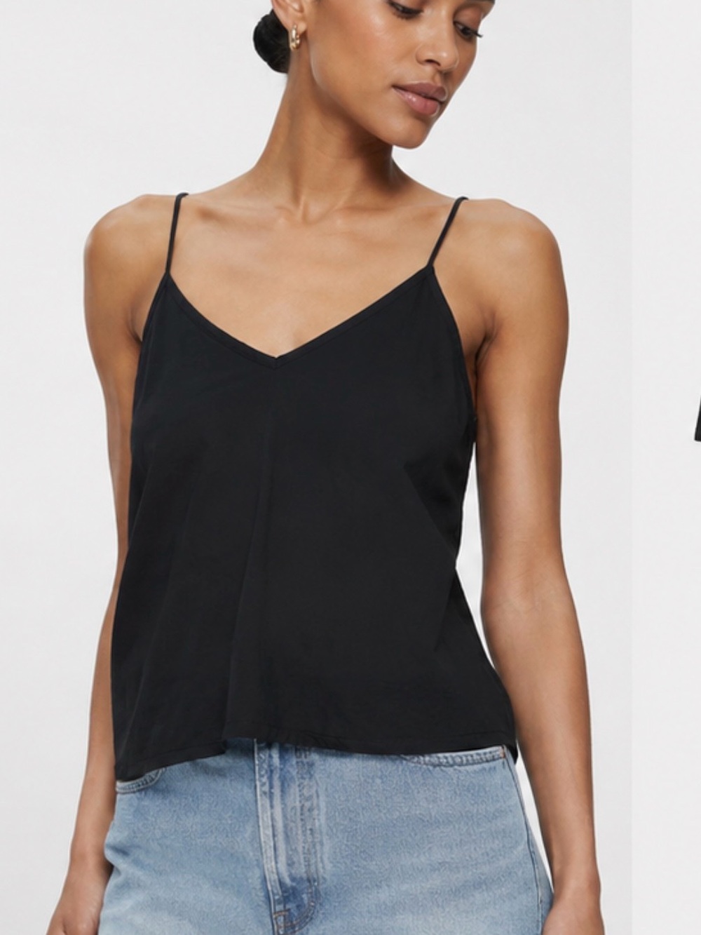 APIECE APART crop tank top Shirt lightweight Organic Cotton V-neck Black Sz 4